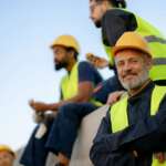 modern construction site building exterior professional crew